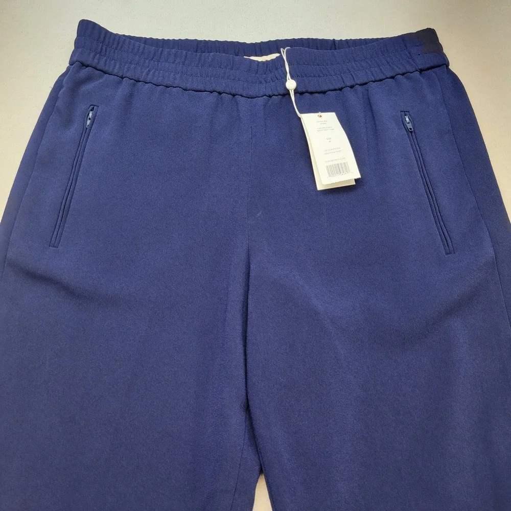 Tory Burch Addison Pants Womens 6 Navy Sea Wide Leg Elastic Waist